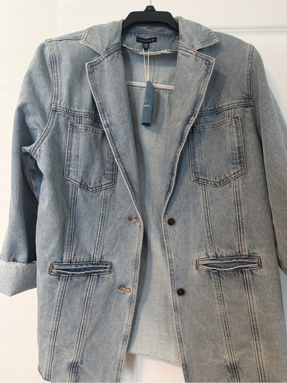 JLUXLABEL Oversized Denim Blazer Jacket - Women S/M